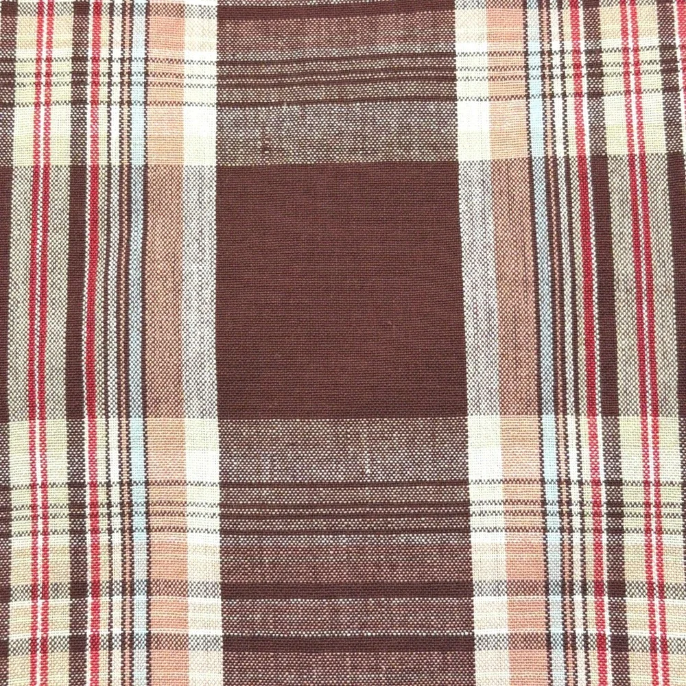 Sur la Table Burgundy Plaid Cotton Table Runner 16x108 India Woven Thanksgiving